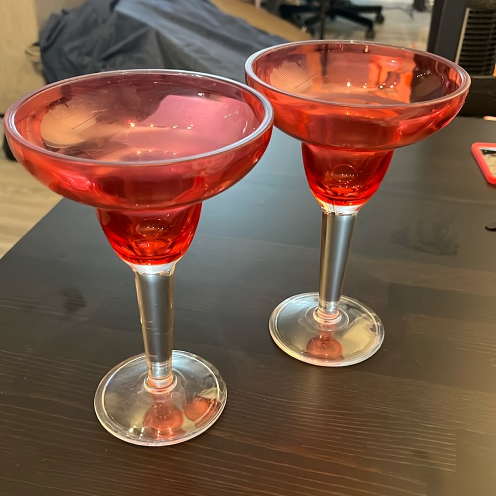 Two plastic margarita cups